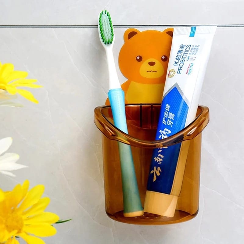 Wall Mounted Bear Toothbrush Holder Cup, Punch Free Storage Rack, Cute Bear Punch Free Bathroom Storage Box, Bathroom Supplies Organizer Wall Mounted Bear Toothbrush Holder Cup, Punch Free Storage Rack, Cute Bear Punch Free Bathroom Storage Box, Bathroom Supplies Organizer